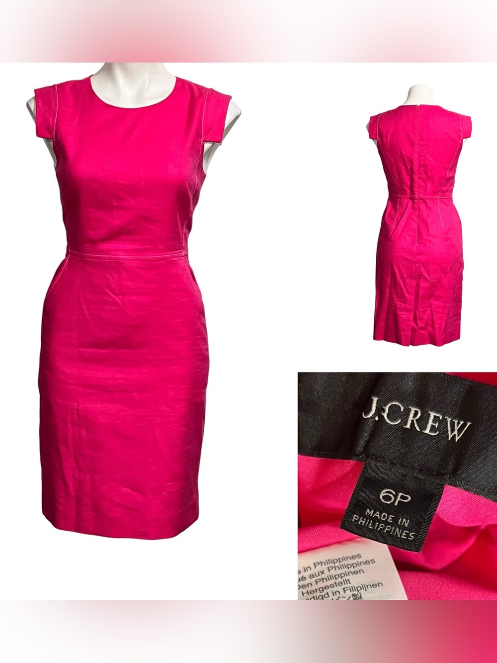 J. Crew dress 6P Pink Cap Sleeve Sheath linen blend fall office career church